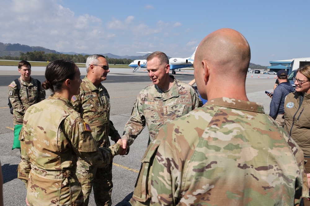 U.S. Northern Command Commander and Dual Status Commander speak at a press conference