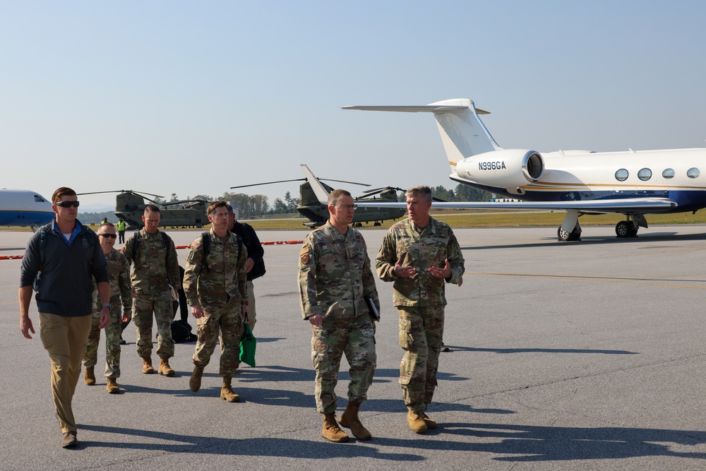 U.S. Northern Command Commander and Dual Status Commander speak at a press conference