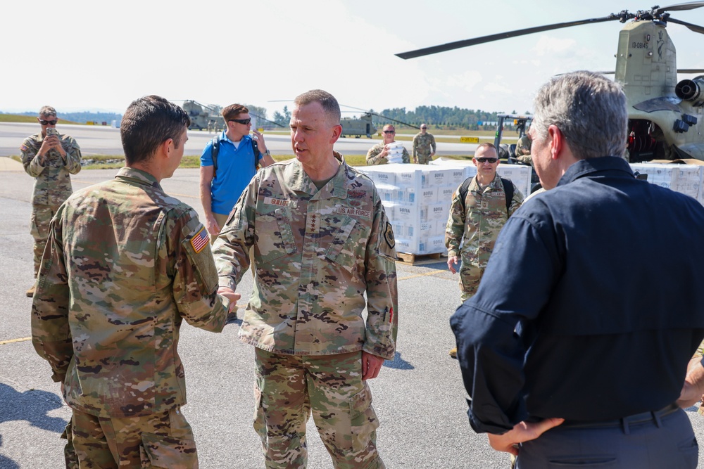 U.S. Northern Command Commander and Dual Status Commander speak at a press conference