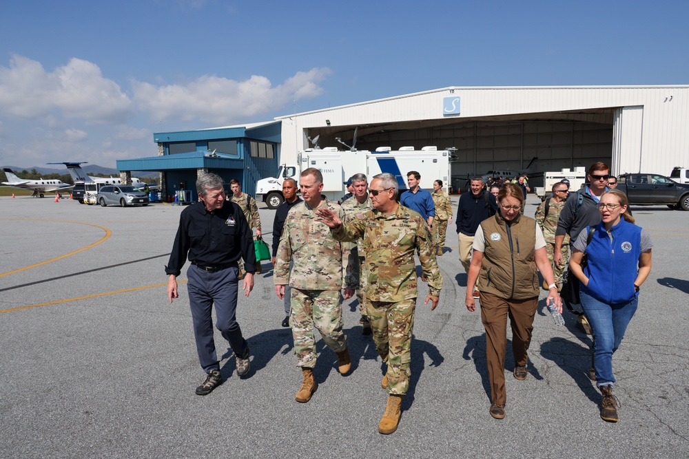 U.S. Northern Command Commander and Dual Status Commander speak at a press conference