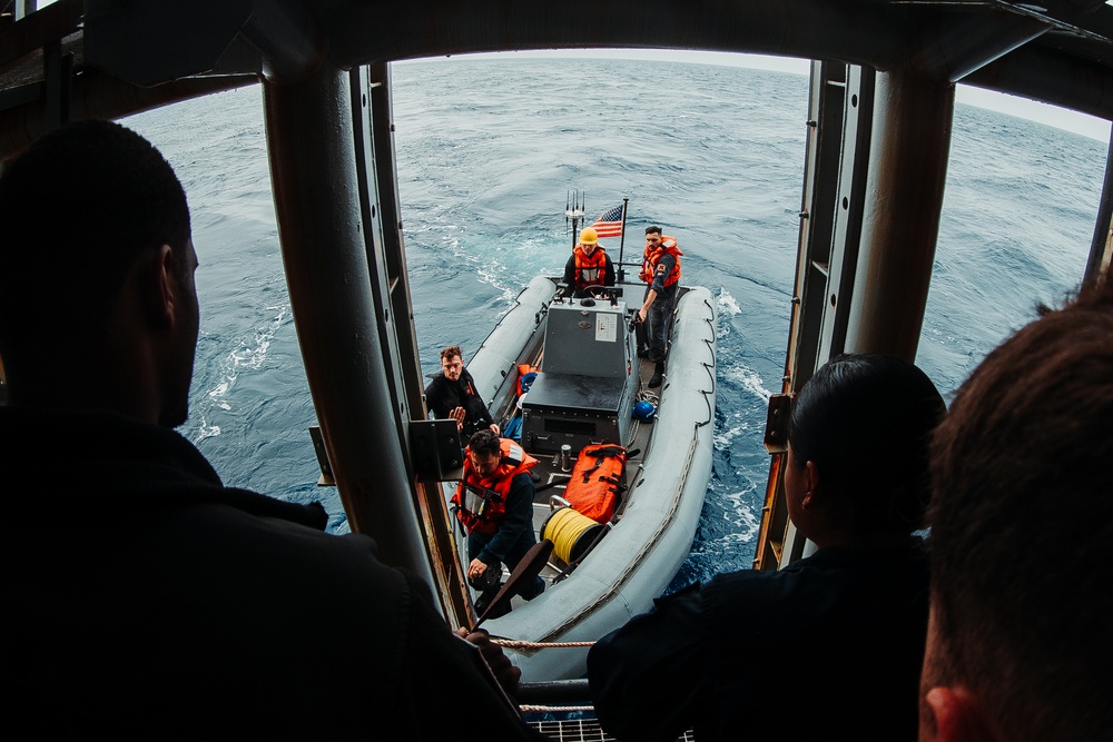 USS George Washington Sailors conduct small boat operations.