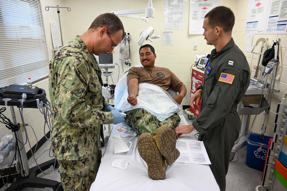 Hospital Corpsman Skills Basic training evolution at the medical center aboard U.S. Naval Support Facility (NSF) Diego Garcia