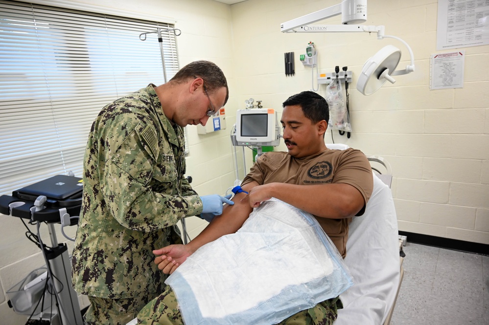 Hospital Corpsman Skills Basic training evolution at the medical center aboard U.S. Naval Support Facility (NSF) Diego Garcia