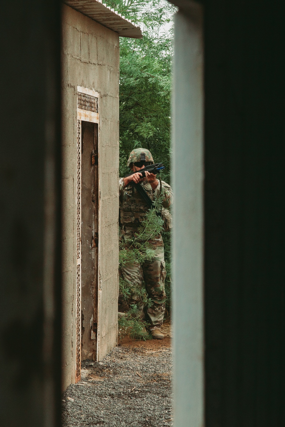 French and U.S. forces conduct close quarter combat training.