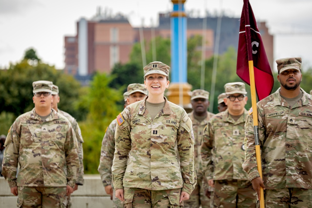 Charlie Company, Medical Readiness Brigade, National Capital Region, hosts change of command at Walter Reed