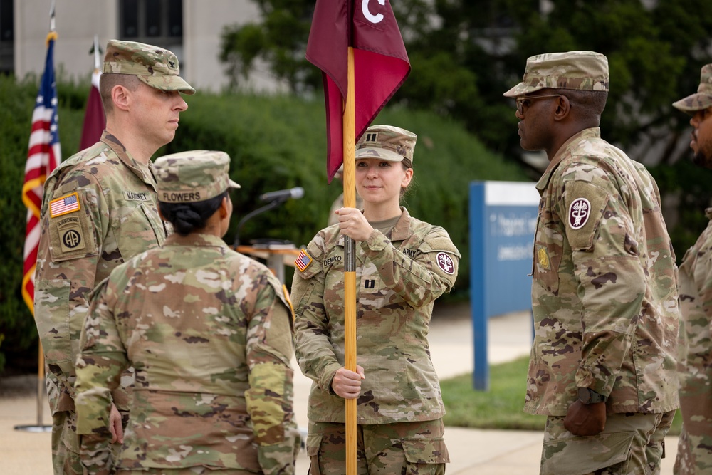 Charlie Company, Medical Readiness Brigade, National Capital Region, hosts change of command at Walter Reed