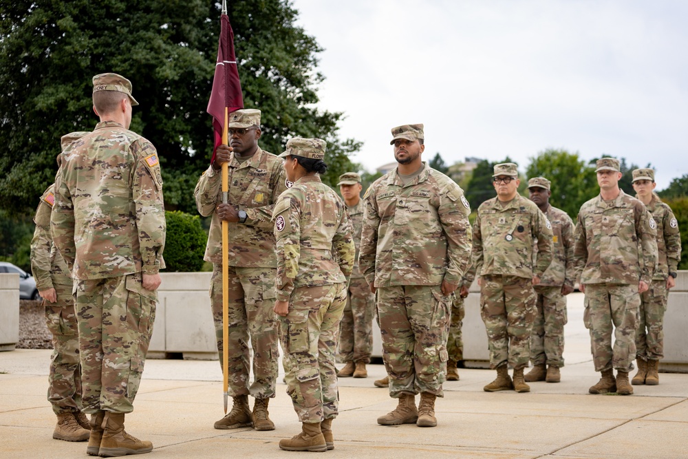 Charlie Company, Medical Readiness Brigade, National Capital Region, hosts change of command at Walter Reed