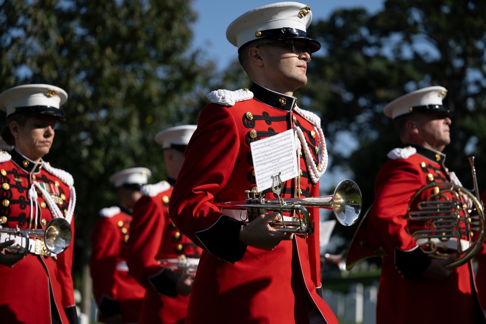 Military Funeral Honors with Funeral Escort are Conducted for U.S. Marine Corps Capt. Ronald Forrester in Section 47