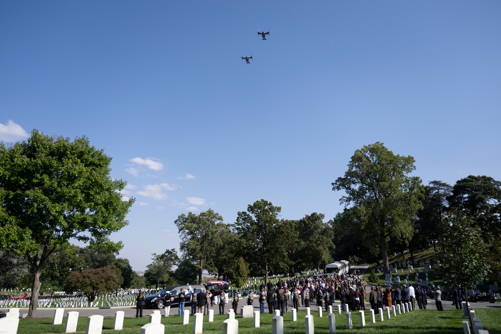 Military Funeral Honors with Funeral Escort are Conducted for U.S. Marine Corps Capt. Ronald Forrester in Section 47