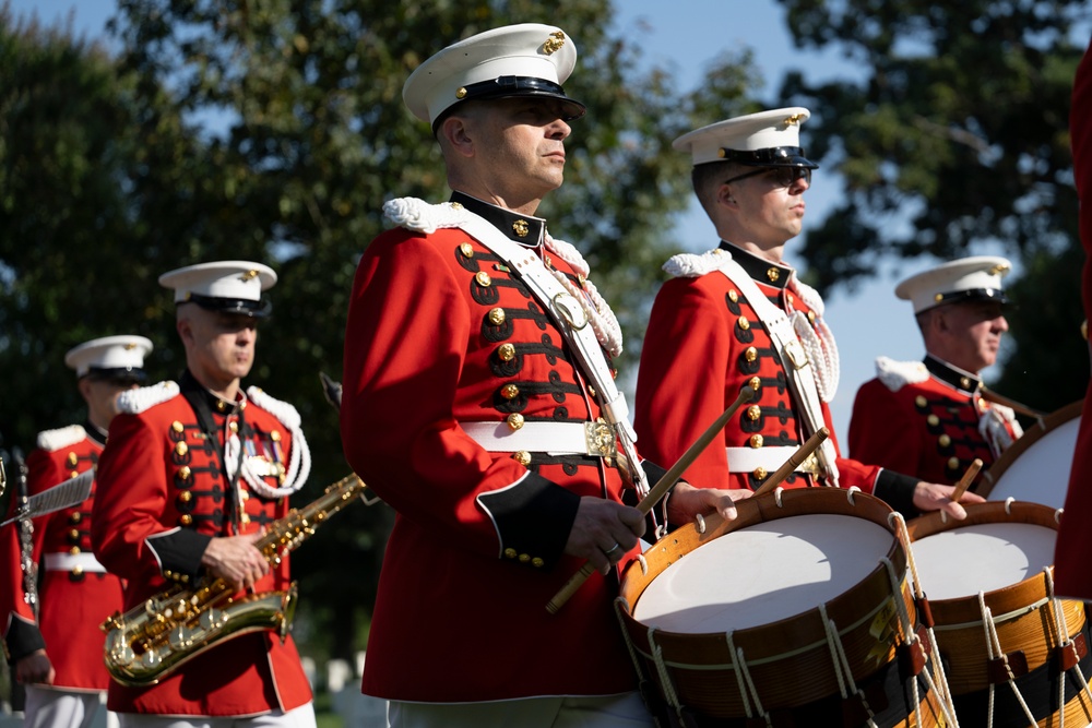 Military Funeral Honors with Funeral Escort are Conducted for U.S. Marine Corps Capt. Ronald Forrester in Section 47