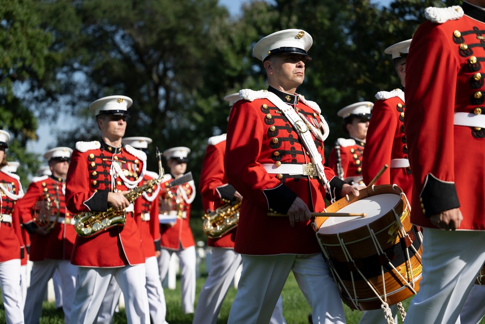 Military Funeral Honors with Funeral Escort are Conducted for U.S. Marine Corps Capt. Ronald Forrester in Section 47