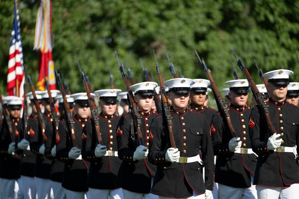 Military Funeral Honors with Funeral Escort are Conducted for U.S. Marine Corps Capt. Ronald Forrester in Section 47