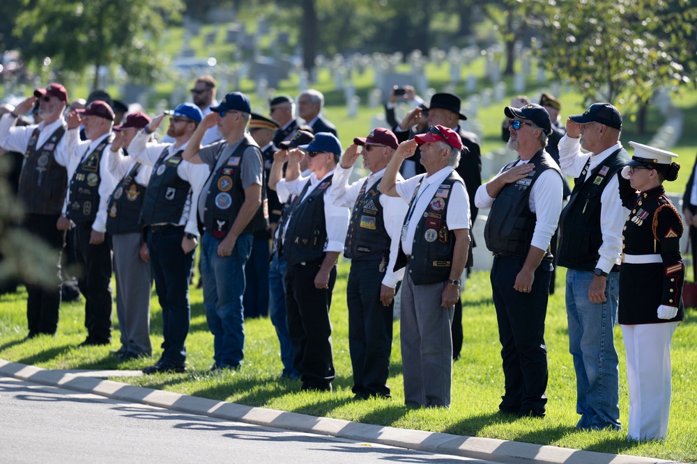 Military Funeral Honors with Funeral Escort are Conducted for U.S. Marine Corps Capt. Ronald Forrester in Section 47