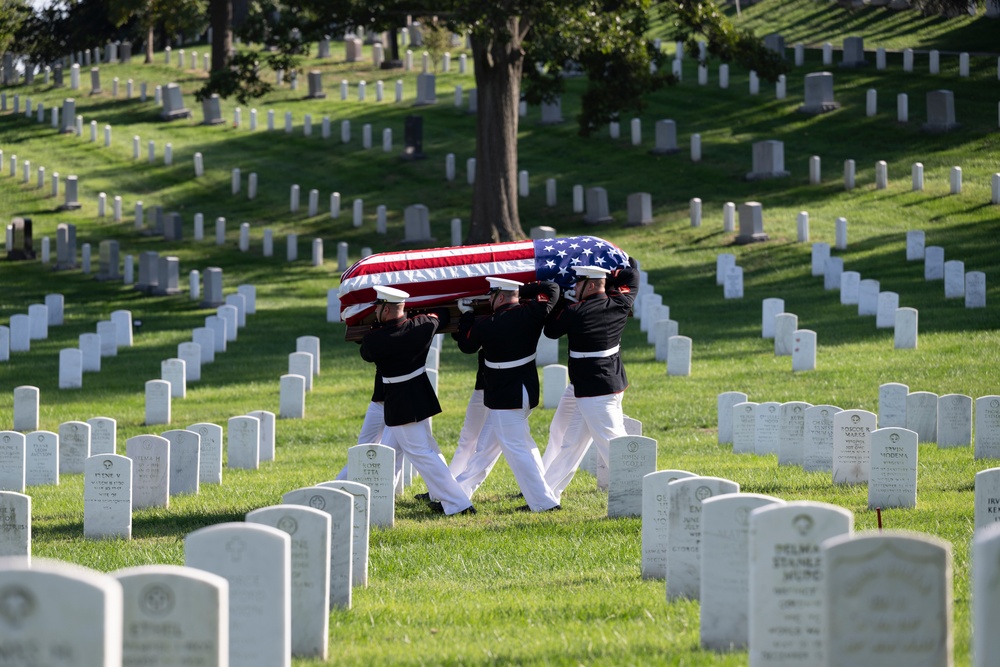 Military Funeral Honors with Funeral Escort are Conducted for U.S. Marine Corps Capt. Ronald Forrester in Section 47