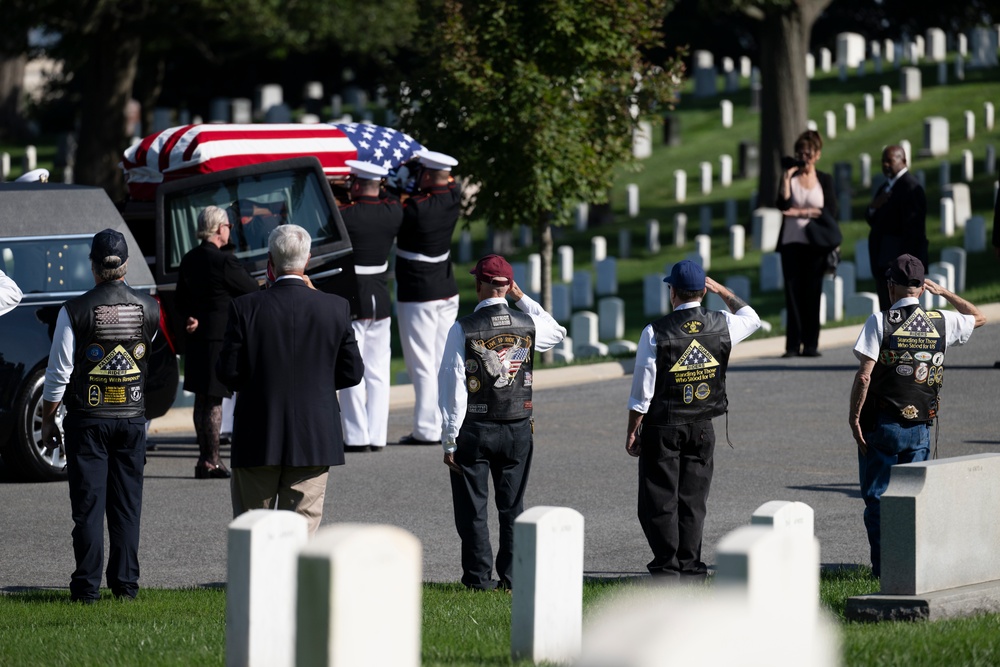 Military Funeral Honors with Funeral Escort are Conducted for U.S. Marine Corps Capt. Ronald Forrester in Section 47