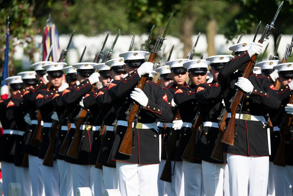 Military Funeral Honors with Funeral Escort are Conducted for U.S. Marine Corps Capt. Ronald Forrester in Section 47