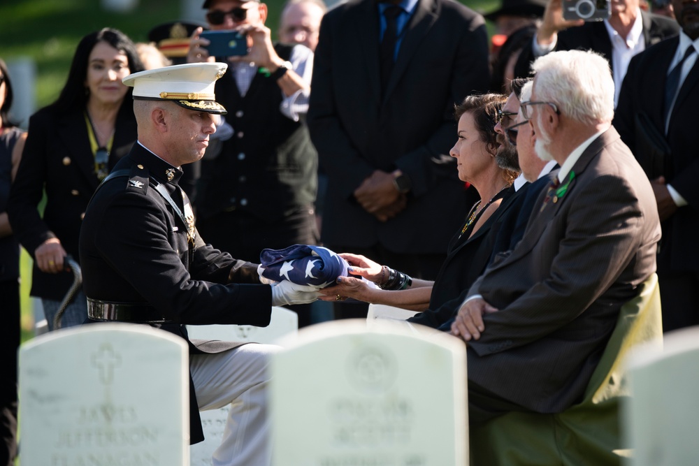 Military Funeral Honors with Funeral Escort are Conducted for U.S. Marine Corps Capt. Ronald Forrester in Section 47