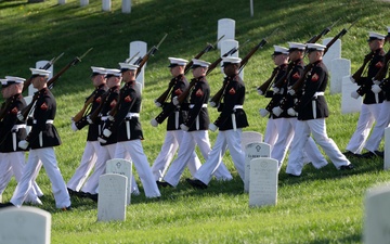 Military Funeral Honors with Funeral Escort are Conducted for U.S. Marine Corps Capt. Ronald Forrester in Section 47