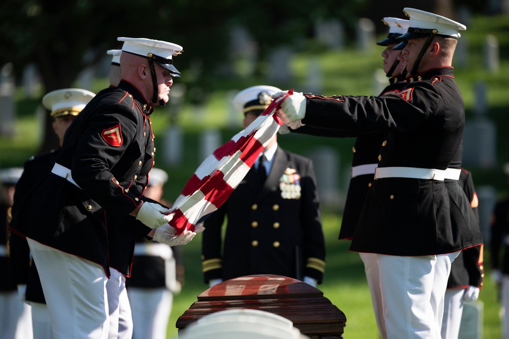 Military Funeral Honors with Funeral Escort are Conducted for U.S. Marine Corps Capt. Ronald Forrester in Section 47