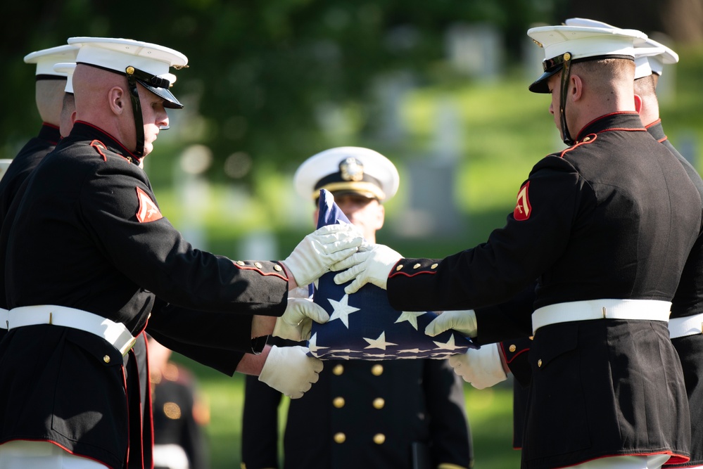 Military Funeral Honors with Funeral Escort are Conducted for U.S. Marine Corps Capt. Ronald Forrester in Section 47