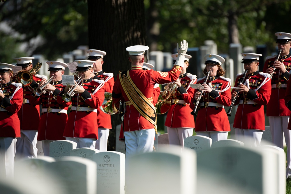 Military Funeral Honors with Funeral Escort are Conducted for U.S. Marine Corps Capt. Ronald Forrester in Section 47