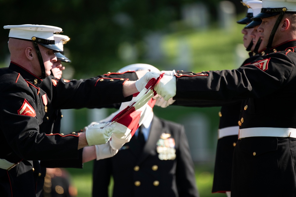 Military Funeral Honors with Funeral Escort are Conducted for U.S. Marine Corps Capt. Ronald Forrester in Section 47