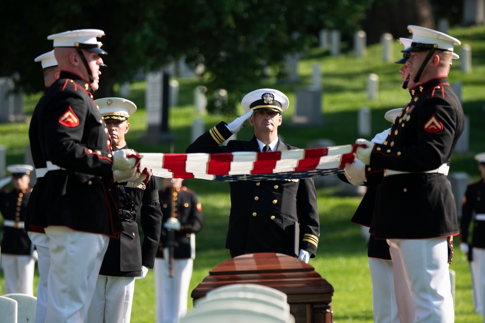 Military Funeral Honors with Funeral Escort are Conducted for U.S. Marine Corps Capt. Ronald Forrester in Section 47