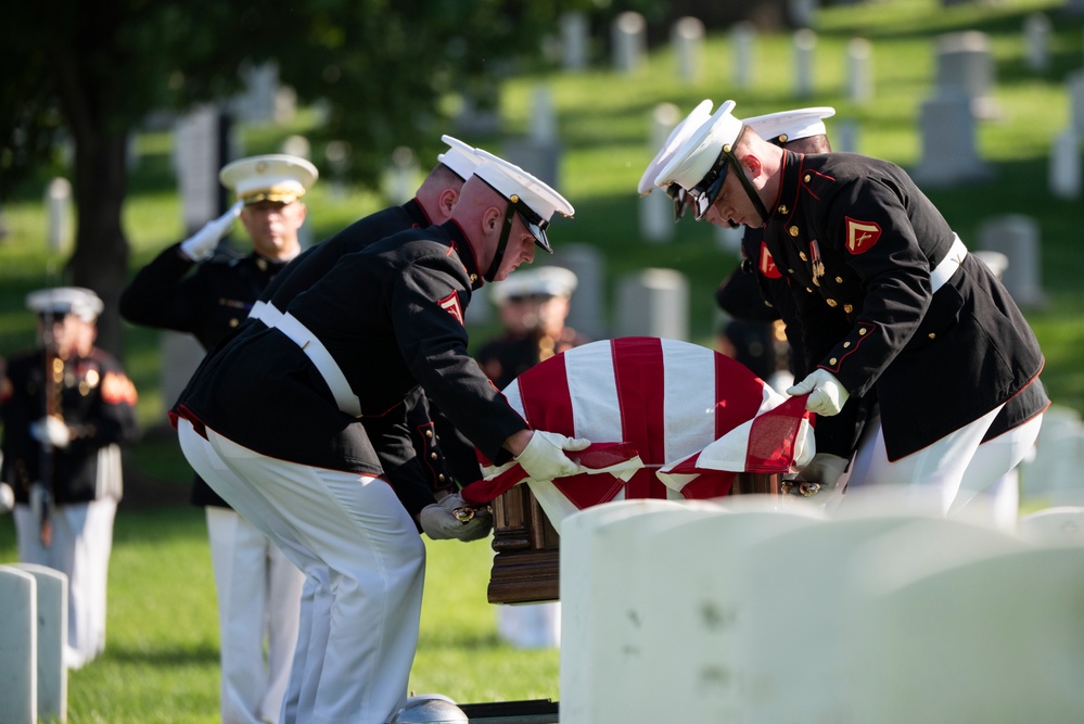 Military Funeral Honors with Funeral Escort are Conducted for U.S. Marine Corps Capt. Ronald Forrester in Section 47