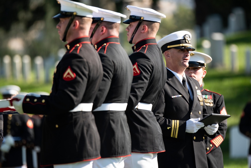 Military Funeral Honors with Funeral Escort are Conducted for U.S. Marine Corps Capt. Ronald Forrester in Section 47