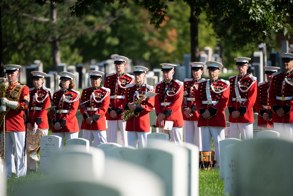 Military Funeral Honors with Funeral Escort are Conducted for U.S. Marine Corps Capt. Ronald Forrester in Section 47