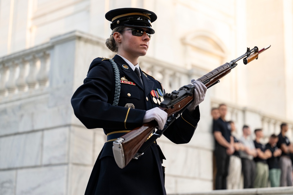 Sentinel U.S. Army Spc. Jessica Kwiatkowski Conducts Her Last Walk at the Tomb of the Unknown Soldier