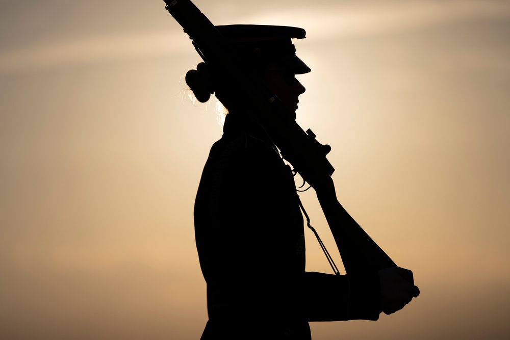 Sentinel U.S. Army Spc. Jessica Kwiatkowski Conducts Her Last Walk at the Tomb of the Unknown Soldier