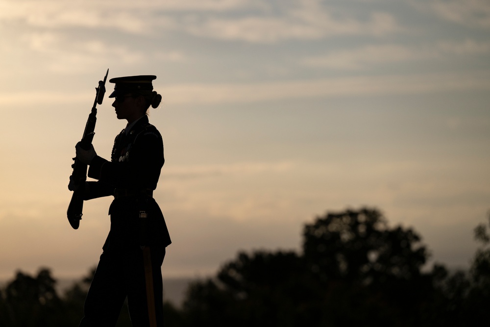 Sentinel U.S. Army Spc. Jessica Kwiatkowski Conducts Her Last Walk at the Tomb of the Unknown Soldier