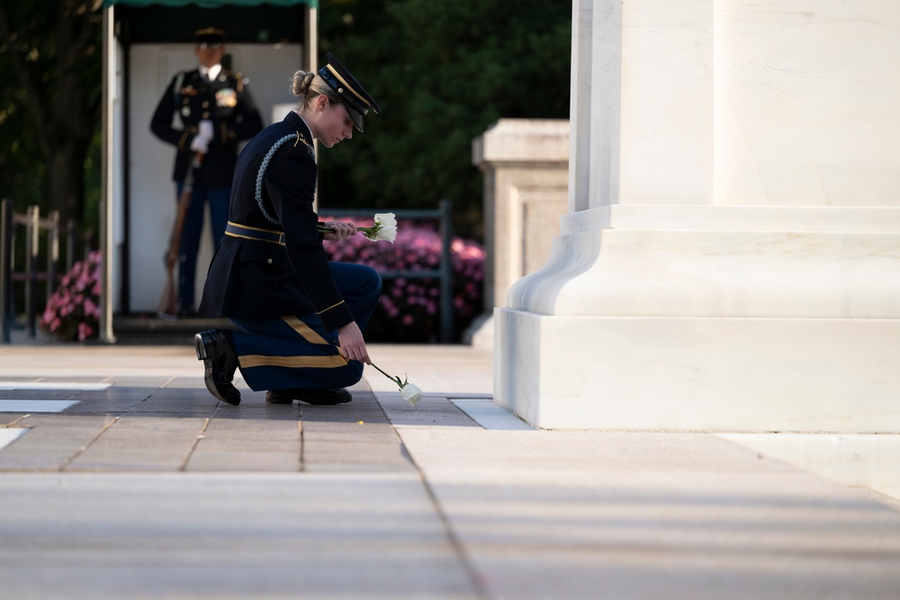 Sentinel U.S. Army Spc. Jessica Kwiatkowski Conducts Her Last Walk at the Tomb of the Unknown Soldier