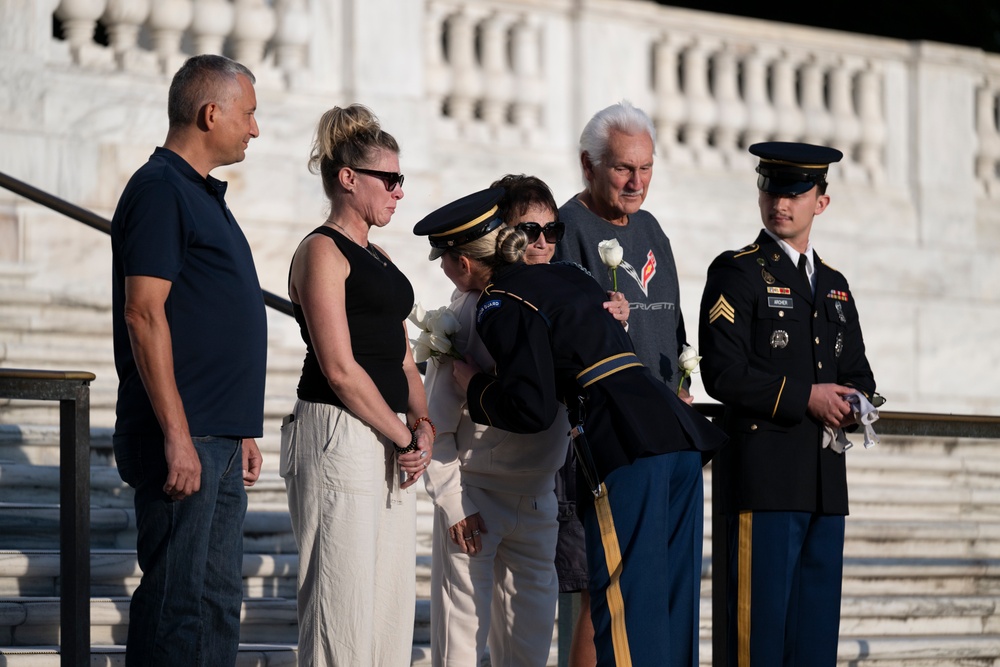 Sentinel U.S. Army Spc. Jessica Kwiatkowski Conducts Her Last Walk at the Tomb of the Unknown Soldier