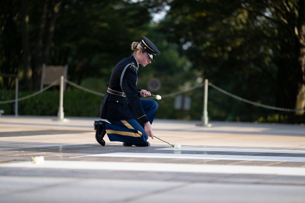 Sentinel U.S. Army Spc. Jessica Kwiatkowski Conducts Her Last Walk at the Tomb of the Unknown Soldier