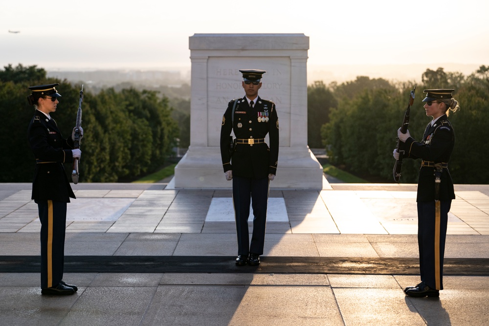 Sentinel U.S. Army Spc. Jessica Kwiatkowski Conducts Her Last Walk at the Tomb of the Unknown Soldier