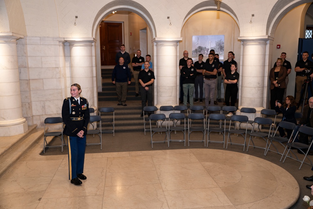 Sentinel U.S. Army Spc. Jessica Kwiatkowski Conducts Her Last Walk at the Tomb of the Unknown Soldier