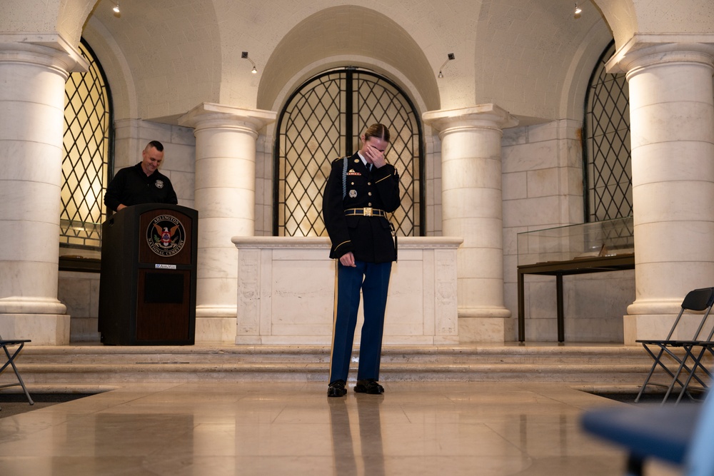 Sentinel U.S. Army Spc. Jessica Kwiatkowski Conducts Her Last Walk at the Tomb of the Unknown Soldier