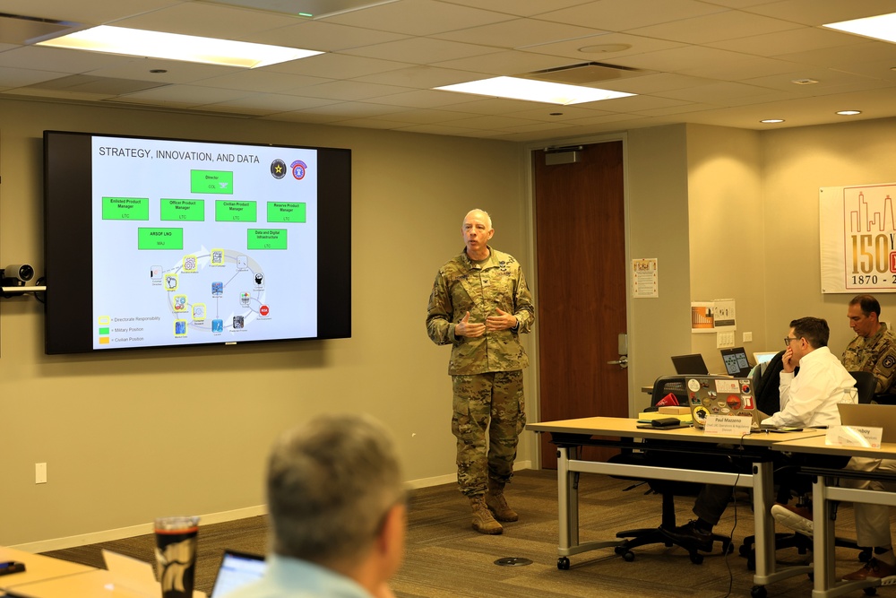 AEMO visits USACE Chicago to discuss to brief senior leadership on current Army marketing