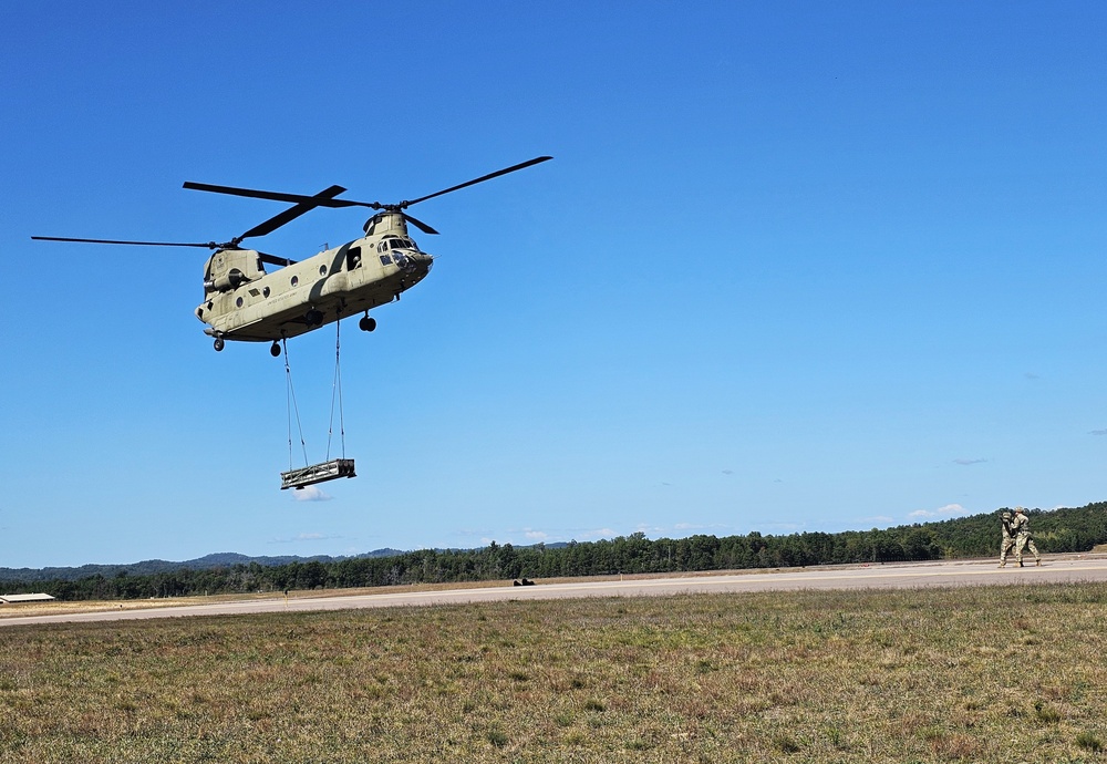 CH-47 crew, 89B students conduct September sling-load training at Fort McCoy