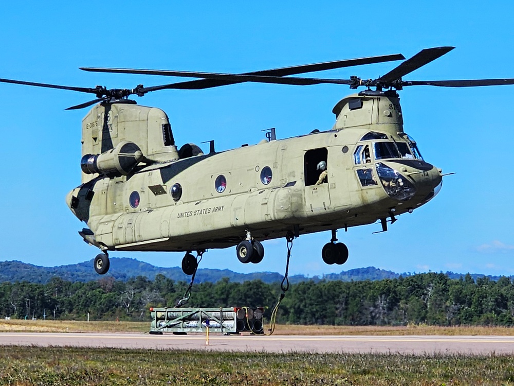 CH-47 crew, 89B students conduct September sling-load training at Fort McCoy