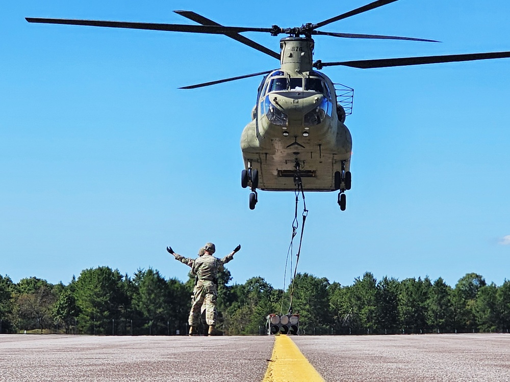 CH-47 crew, 89B students conduct September sling-load training at Fort McCoy