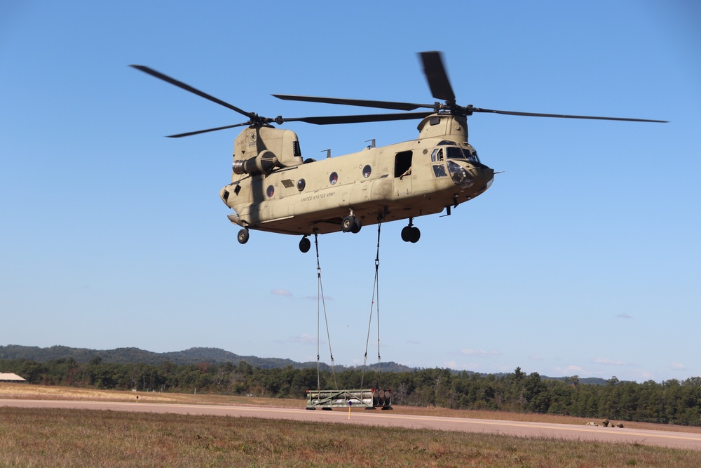 CH-47 crew, 89B students conduct September sling-load training at Fort McCoy