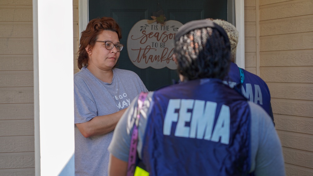 Disaster Survivor Assistance Crew #1 Canvassing a Neighborhood on Tyndall Drive in Valdosta. Georgia