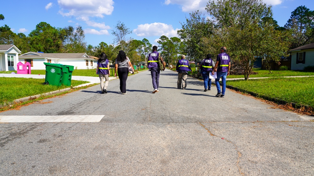 Disaster Survivor Assistance Crew #1 Canvassing a Neighborhood on Tyndall Drive in Valdosta. Georgia