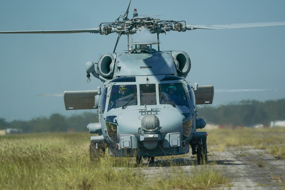 Navy helicopters and support personnel relocate to Maxwell AFB in preparation for Hurricane Milton