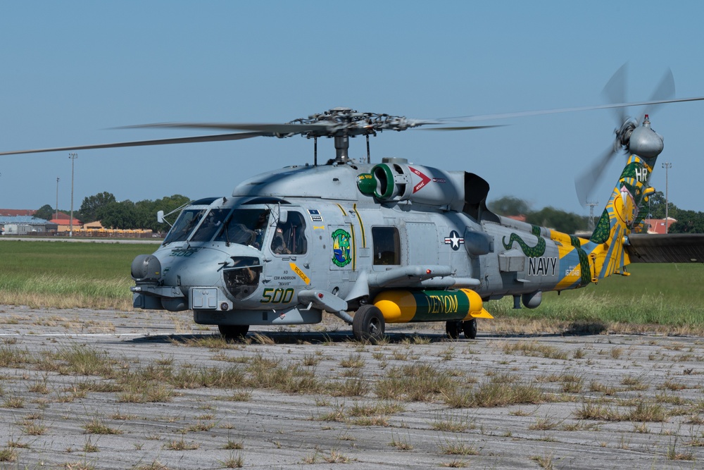 Navy helicopters and support personnel relocate to Maxwell AFB in preparation for Hurricane Milton