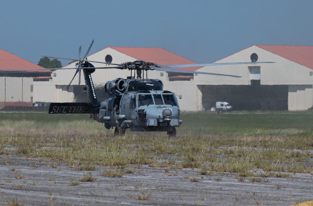 Navy helicopters and support personnel relocate to Maxwell AFB in preparation for Hurricane Milton