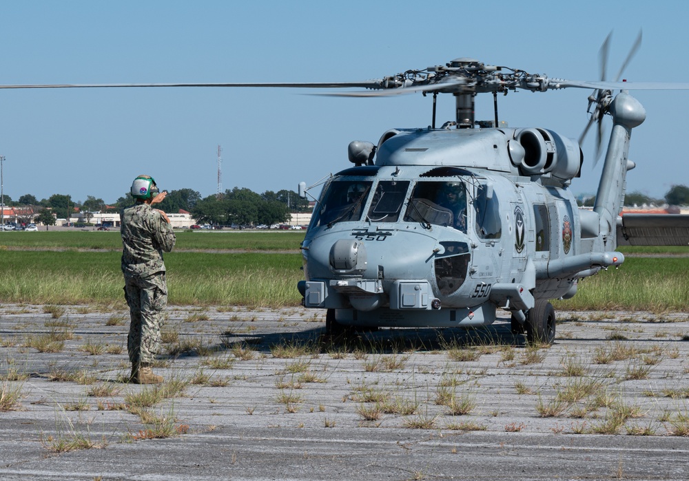 Navy helicopters and support personnel relocate to Maxwell AFB in preparation for Hurricane Milton